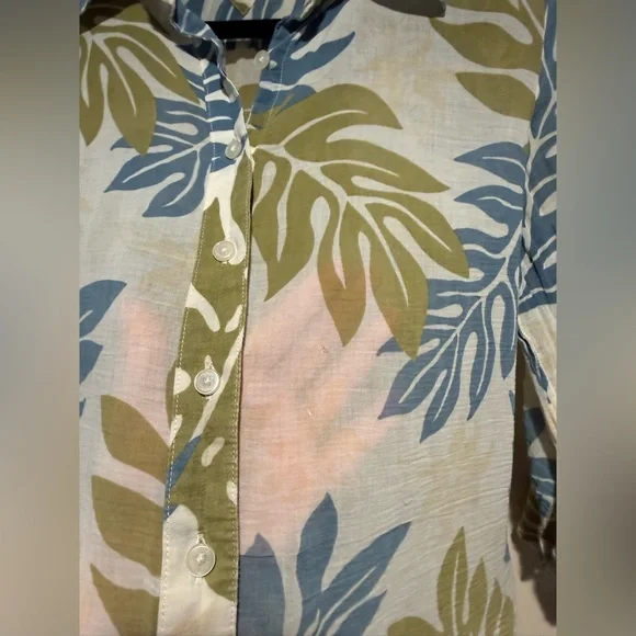 Vintage Tommy Hilfiger Leaf Bloude 100% lightweight gauze cotton size 14 - Picture 8 of 10